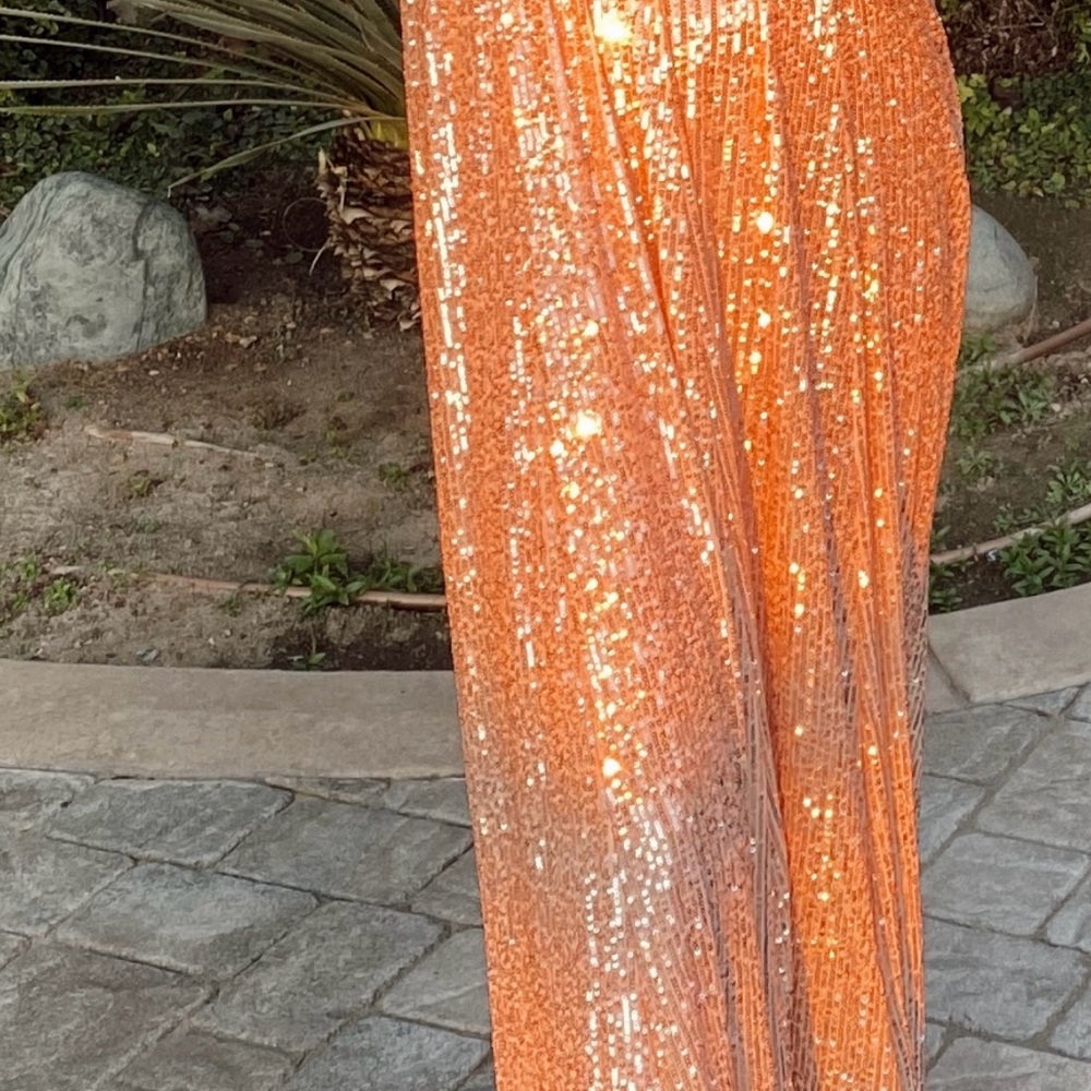 Sparkling Orange Sequin Gown